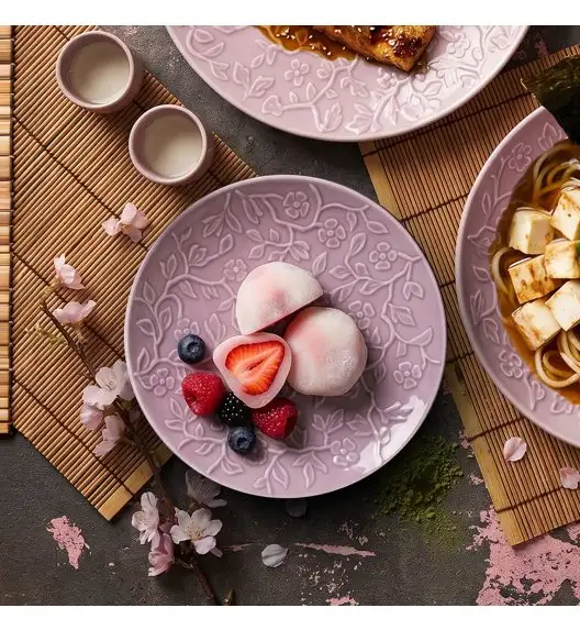 LUBIANA HANAMI KR LAWENDA Talerz deserowy 20,5 cm x 6 sztuk / zdobiona porcelana luz