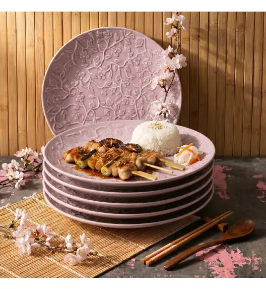 LUBIANA HANAMI KR LAWENDA Talerz obiadowy 27 cm x 6 sztuk / zdobiona porcelana luz