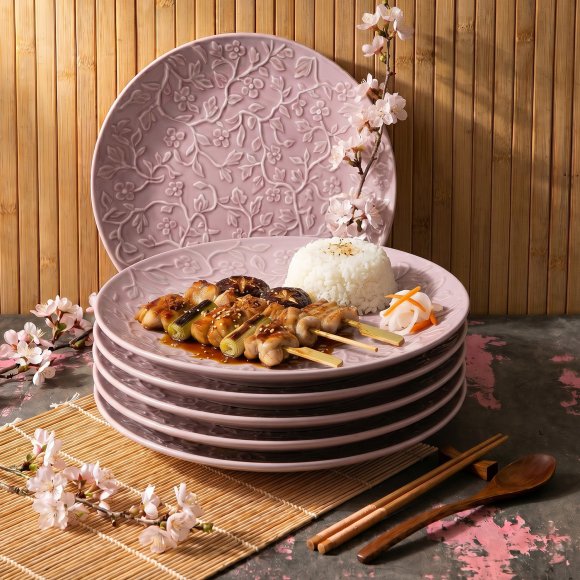 LUBIANA HANAMI KR LAWENDA Talerz obiadowy 27 cm x 6 sztuk / zdobiona porcelana luz