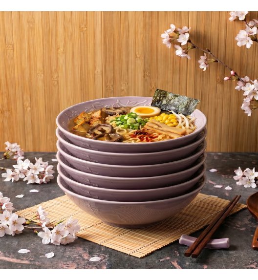 LUBIANA HANAMI KR LAWENDA Talerz głęboki 21,5 cm x 6 sztuk / zdobiona porcelana luz