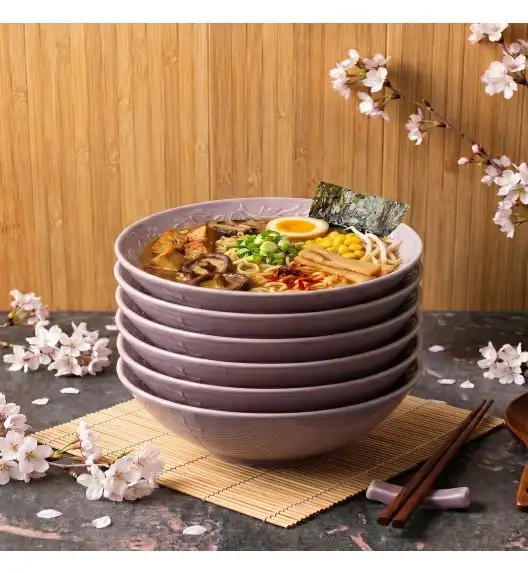 LUBIANA HANAMI KR LAWENDA Talerz głęboki 21,5 cm x 6 sztuk / zdobiona porcelana luz