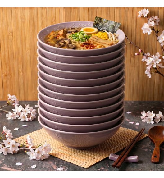 LUBIANA HANAMI KR LAWENDA Talerz głęboki 21,5 cm x 12 sztuk / zdobiona porcelana luz