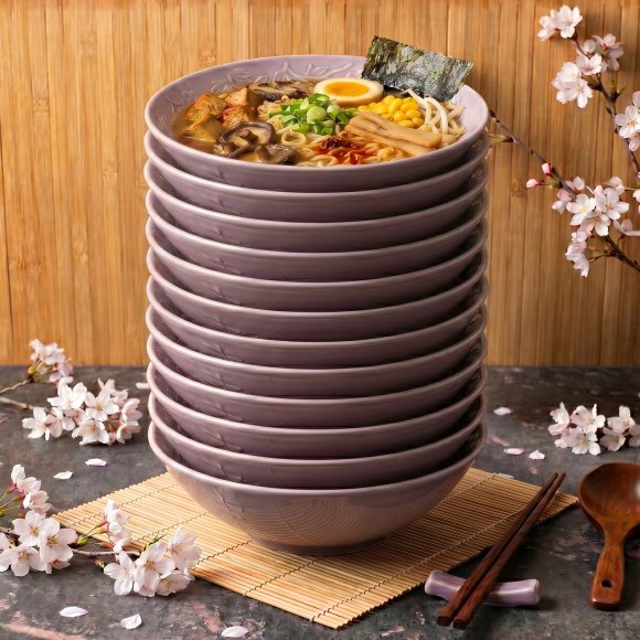 LUBIANA HANAMI KR LAWENDA Talerz głęboki 21,5 cm x 12 sztuk / zdobiona porcelana luz