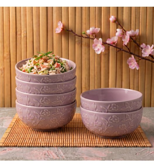LUBIANA HANAMI KR LAWENDA Miska 16 cm x 6 sztuk / zdobiona porcelana luz