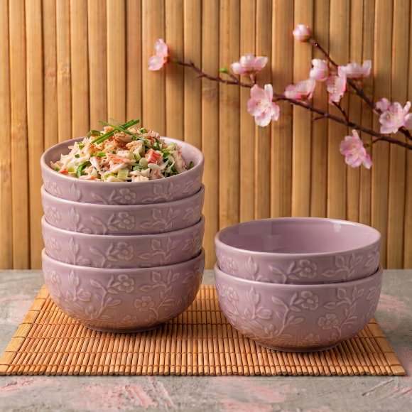 LUBIANA HANAMI KR LAWENDA Miska 16 cm x 6 sztuk / zdobiona porcelana luz