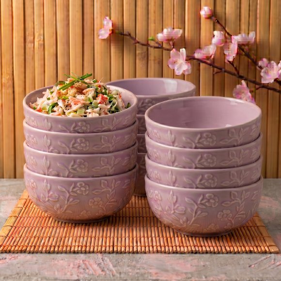 LUBIANA HANAMI KR LAWENDA Miska 16 cm x 12 sztuk / zdobiona porcelana luz