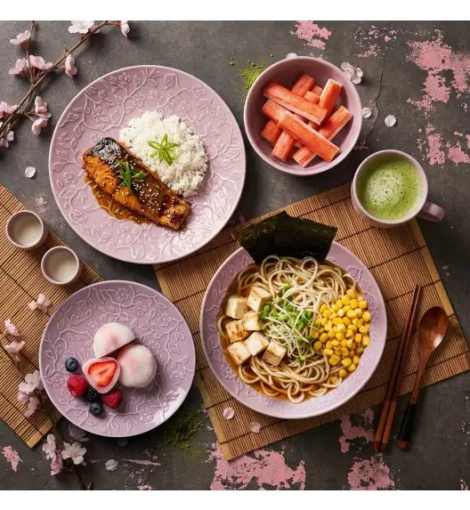 LUBIANA HANAMI KR LAWENDA Serwis obiadowy 60 el 12 os / zdobiona porcelana luz