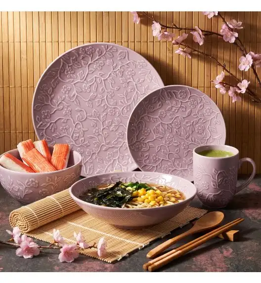 LUBIANA HANAMI KR LAWENDA Serwis obiadowy 90 el 18 os / zdobiona porcelana luz