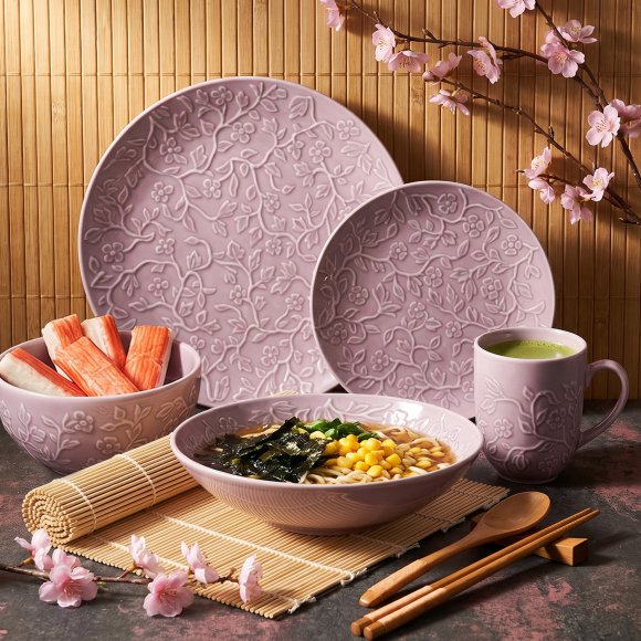 LUBIANA HANAMI KR LAWENDA Serwis obiadowy 120 el 24 os / zdobiona porcelana luz