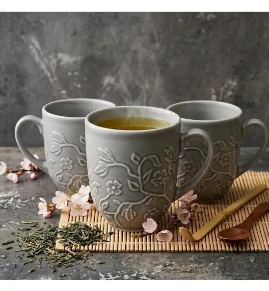 LUBIANA HANAMI K1 SZARY Kubek 350 ml x 12 sztuk / zdobiona porcelana luz