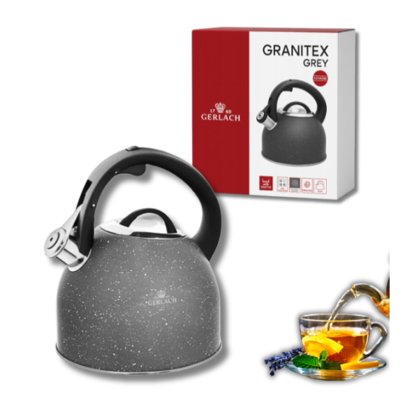 GERLACH GRANITEX GREY Czajnik 2,8 L ze stali nierdzewnej / indukcja 