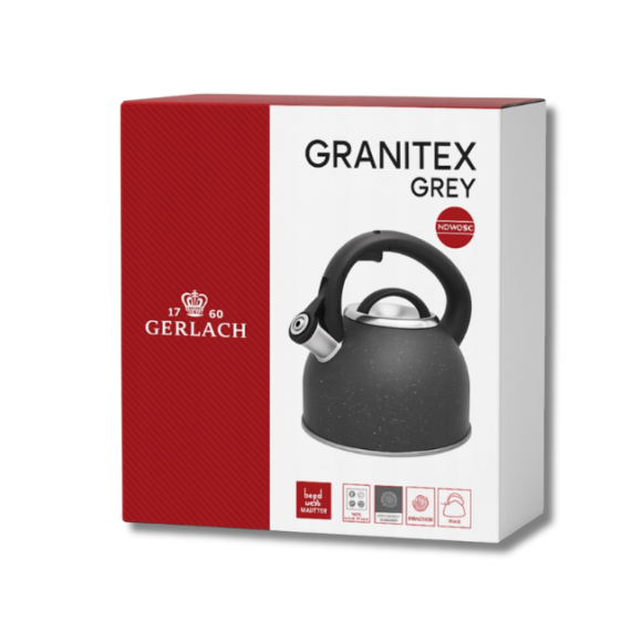GERLACH GRANITEX GREY Czajnik 2,8 L ze stali nierdzewnej / indukcja 