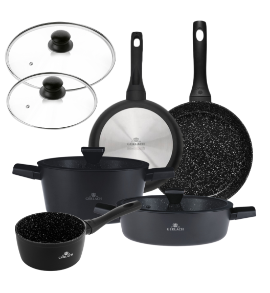 GERLACH GRANITEX Komplet 2 garnki + rondel + 2 patelnie z pokrywkami uni / indukcja 