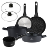 GERLACH GRANITEX Komplet 2 garnki + rondel + 2 patelnie z pokrywkami uni / indukcja 
