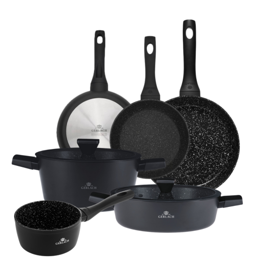 GERLACH GRANITEX Komplet 2 garnki + rondel + 3 patelnie 20, 24, 28 cm / indukcja 
