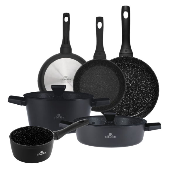 GERLACH GRANITEX Komplet 2 garnki + rondel + 3 patelnie 20, 24, 28 cm / indukcja 