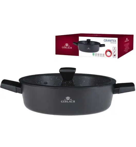 GERLACH GRANITEX Komplet 2 garnki + rondel + 3 patelnie + naleśnikowa / indukcja 
