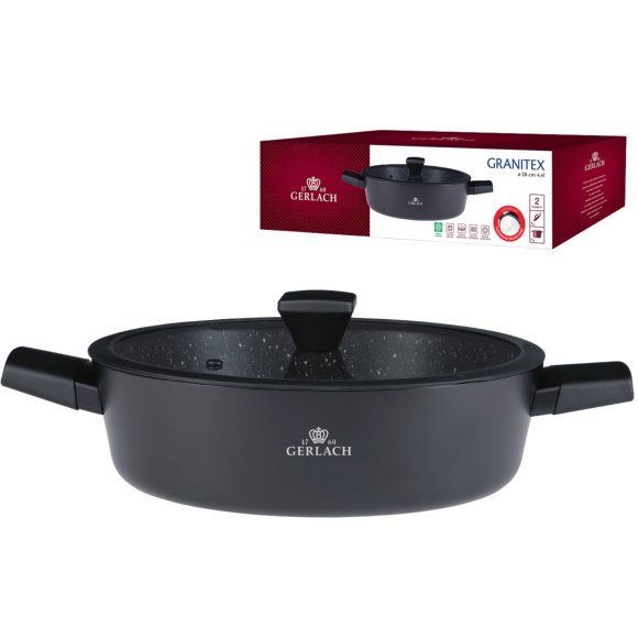 GERLACH GRANITEX Komplet 2 garnki + rondel + 3 patelnie + naleśnikowa / indukcja 