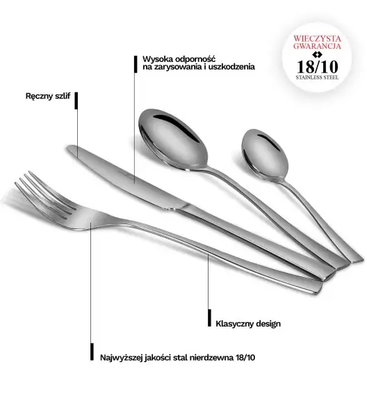 ZWIEGER ALVENA Sztućce Komplet 48 elementów dla 12 osób - stal 18/10