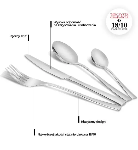 ZWIEGER ALVENA Sztućce Komplet 72 elementy dla 18 osób - stal 18/10