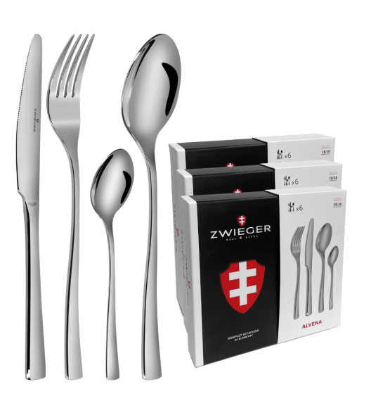 ZWIEGER ALVENA Sztućce Komplet 72 elementy dla 18 osób - stal 18/10
