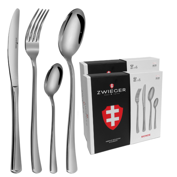 ZWIEGER MONDE Sztućce Komplet 48 elementów dla 12 osób - stal 18/10