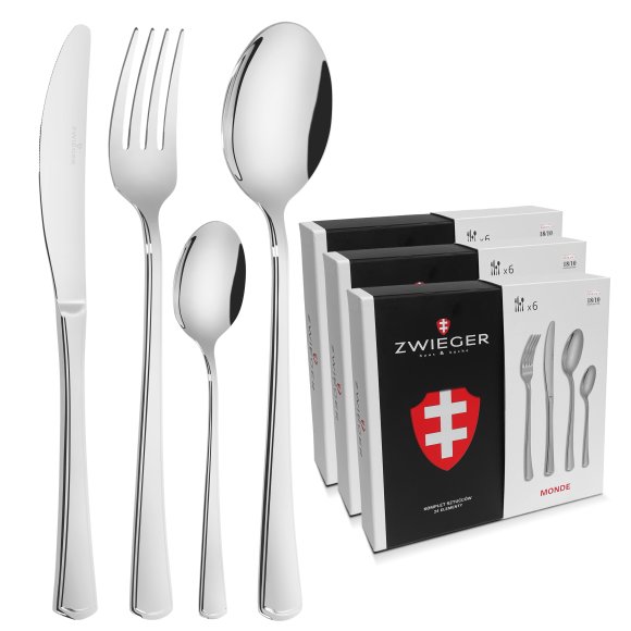 ZWIEGER MONDE Sztućce Komplet 72 elementy dla 18 osób - stal 18/10