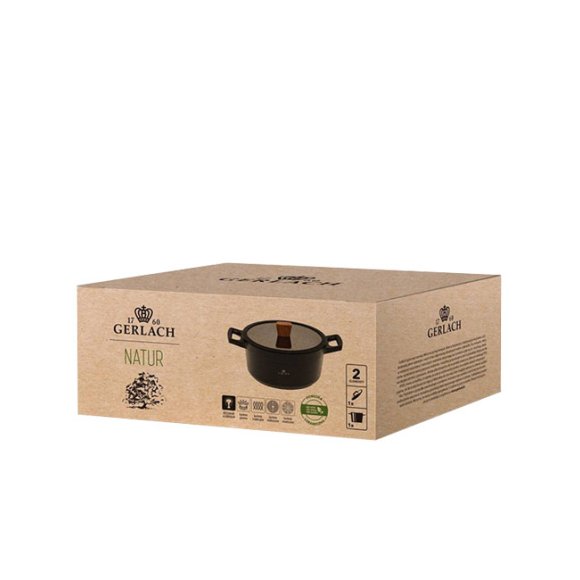 GERLACH NATUR Komplet garnków 24, 28 cm + Patelnie Natur 20, 24, 28 cm / powłoka ILAG Xera Dur 2 Ceramic / indukcja 
