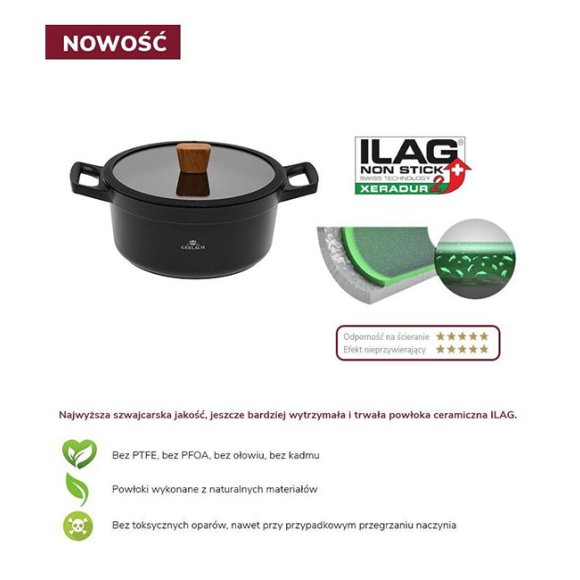 GERLACH NATUR Komplet garnków 24, 28 cm + Garnki stalowe 7, 10 L / powłoka ceramiczna
