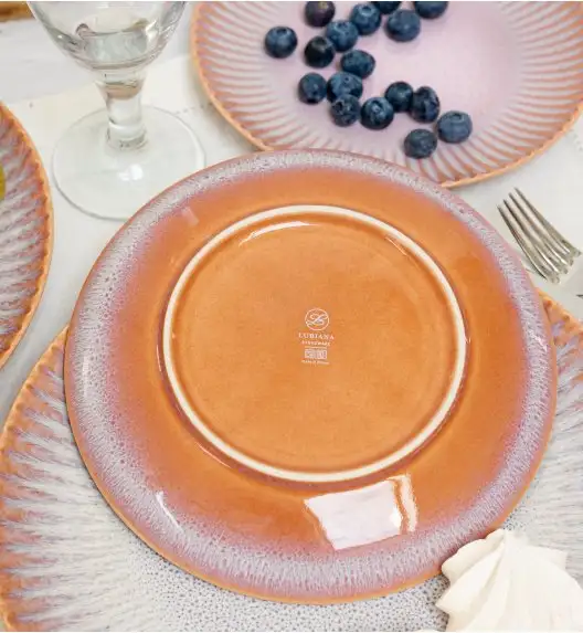 LUBIANA STONEWARE CERAMIKA BLUSH | Serwis obiadowy 24 elementy dla 8 osób | kolor łososiowy