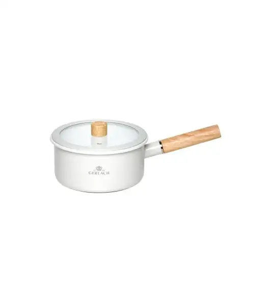 GERLACH NATUR ENAMEL BIAŁY Rondel emaliowany 2 l z pokrywką 18 cm / stal węglowa