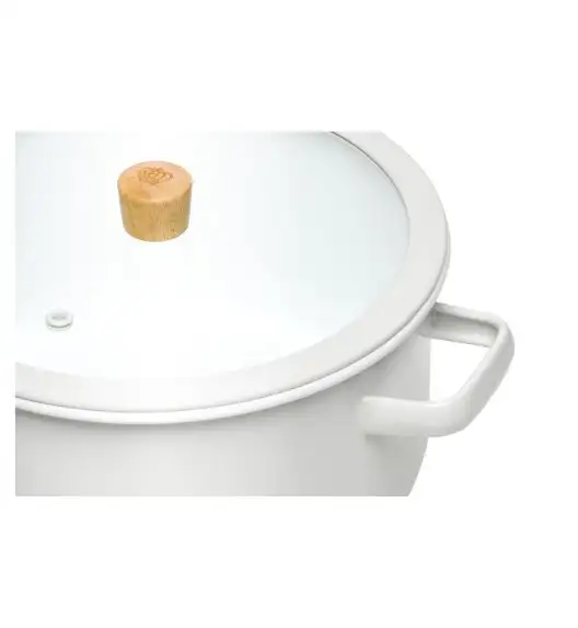GERLACH NATUR ENAMEL BIAŁY Garnek emaliowany 3 l z pokrywką 20 cm / stal węglowa
