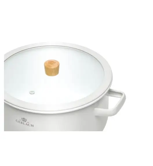 GERLACH NATUR ENAMEL BIAŁY Garnek emaliowany 3 l z pokrywką 20 cm / stal węglowa