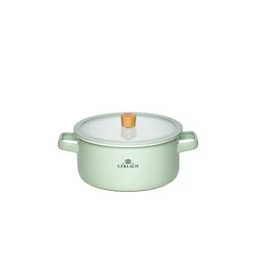 GERLACH NATUR ENAMEL ZIELONY Garnek emaliowany 3 l z pokrywką 20 cm / stal węglowa