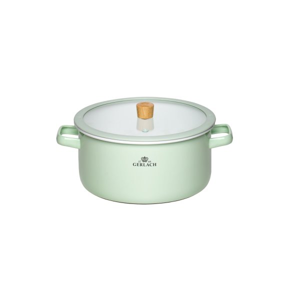 GERLACH NATUR ENAMEL ZIELONY Garnek emaliowany 5 l z pokrywką 24 cm / stal węglowa