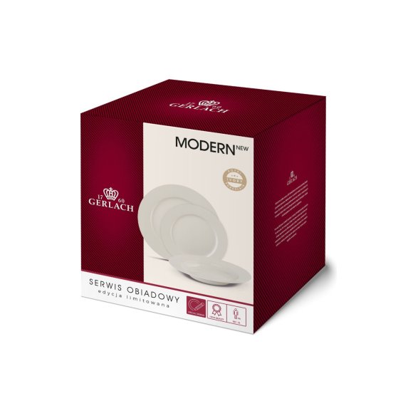GERLACH MODERN IVORY Komplet serwis obiadowy 6 os 18 el / porcelana