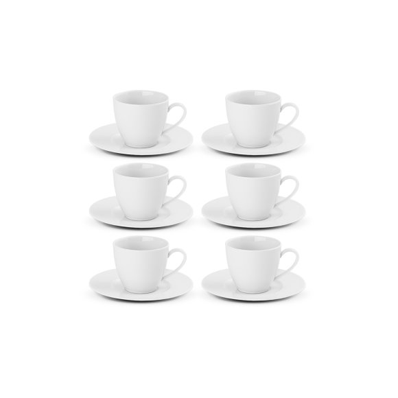 GERLACH MODERN WHITE Komplet filiżanek 185 ml ze spodkami 6 os 12 el / porcelana