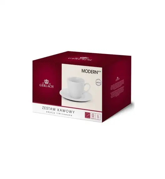 GERLACH MODERN WHITE Komplet filiżanek 185 ml ze spodkami 6 os 12 el / porcelana