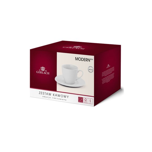GERLACH MODERN WHITE Komplet filiżanek 185 ml ze spodkami 6 os 12 el / porcelana