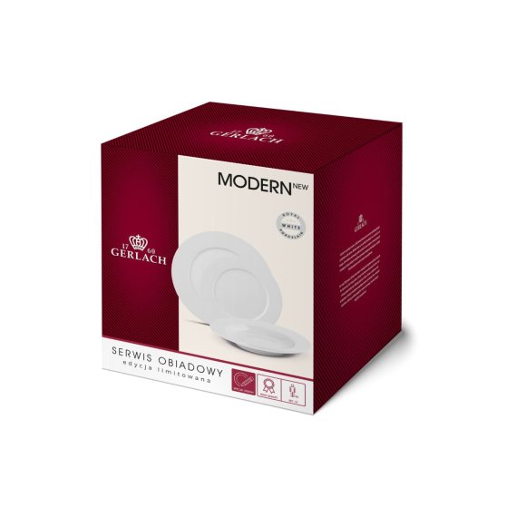 GERLACH MODERN WHITE Komplet serwis obiadowy 6 os 18 el / porcelana