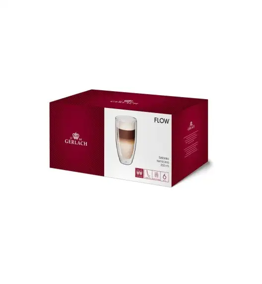 GERLACH FLOW Zestaw szklanek termicznych 350 ml 6 szt. / szkło borokrzemowe