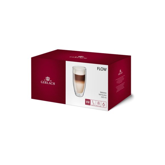 GERLACH FLOW Zestaw szklanek termicznych 350 ml 6 szt. / szkło borokrzemowe