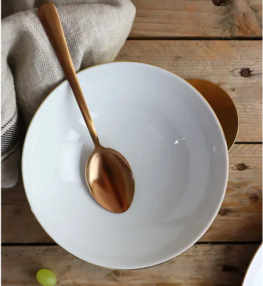 WYPRZEDAŻ! WAZA WA-08Z ZŁOTA LINIA Zestaw 6 talerzy obiadowych i głębokich / 12 el / porcelana 