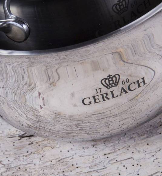 GERLACH Sendo Komplet garnki z pokrywkami 11 el + Patelnie Gerlach Granitex 20, 24, 28 cm + Patelnia naleśnikowa 26 cm + Brytfanna Granitex / stal nierdzewna / indukcja