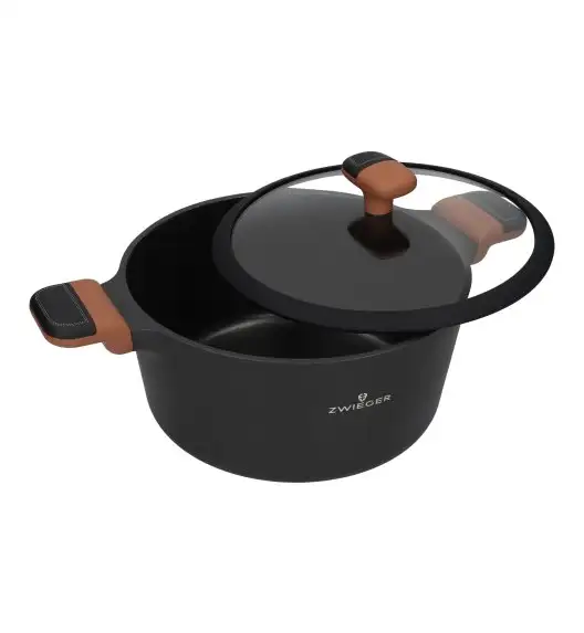 ZWIEGER VERDI Komplet 3 garnków z pokrywkami + 2 patelnie 20, 28 cm + pokrywki uni / powłoka nieprzywierająca