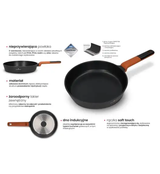 ZWIEGER VERDI Patelnia 28 cm + pokrywka 3w1 / powłoka nieprzywierająca