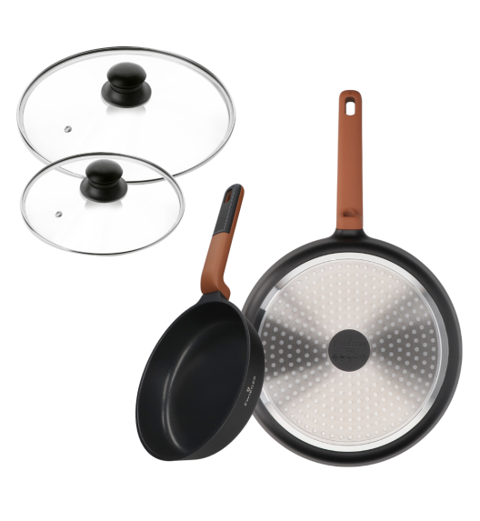 ZWIEGER VERDI Komplet 2 patelnie 20, 28 cm + pokrywki uniwersalne / powłoka nieprzywierająca