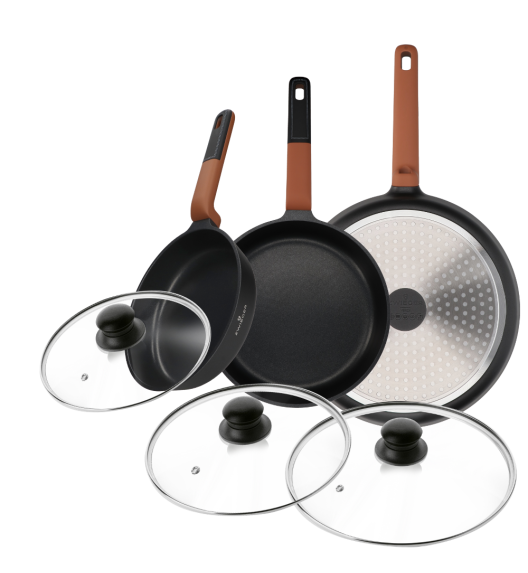 ZWIEGER VERDI Komplet 3 patelnie 20, 24, 28 cm + pokrywki uni / powłoka nieprzywierająca