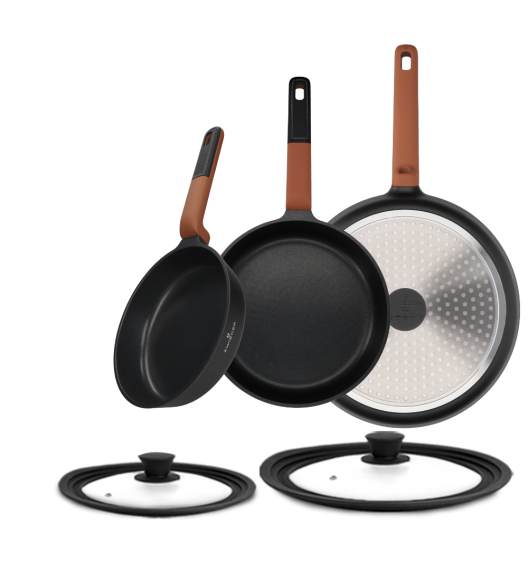 ZWIEGER VERDI Komplet 3 patelnie 20, 24, 28 cm + pokrywki 3w1 / powłoka nieprzywierająca