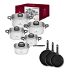 GERLACH AMBIENTE PLUS Komplet Garnki z pokrywkami 10 el - stal nierdzewna 18/10 + Patelnia Harmony Classic 20, 24, 28 cm